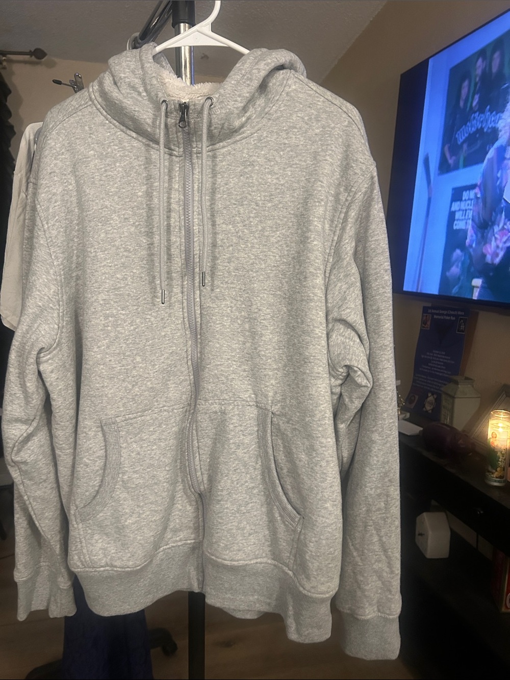 George Men's Light Gray Zip-Up Hoodie Sweater